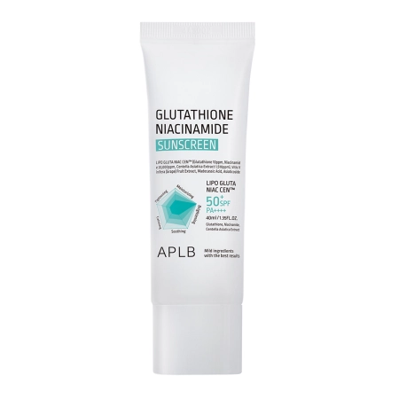 APLB - Glutathione Niacinamide Sunscreen SPF50+ PA++++ - Cremă facială de iluminare cu filtru - 40ml 