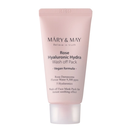 Mary&May - Rose Hyaluronic Hydra Wash off Pack - Mască de față cremoasă cu argilă albă - 30g