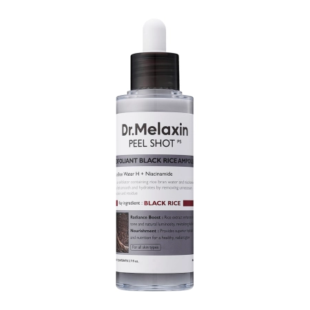 Dr.Melaxin – Peel Shot Exfoliating Black Rice Ampoule – Fiolă exfoliantă cu apă din tărâțe de orez – 80ml