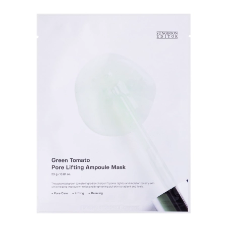 Sungboon Editor - Green Tomato Pore Lifting Ampoule Mask - Mască tip folie pentru Reducerea Porilor – 1 buc. / 23g