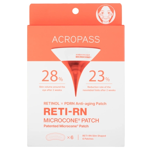 AcroPass - RETI-RN Microcone Patch Slim Shaped - Plasturi pentru față cu efect de fermitate, retinol și microace - 6 buc.