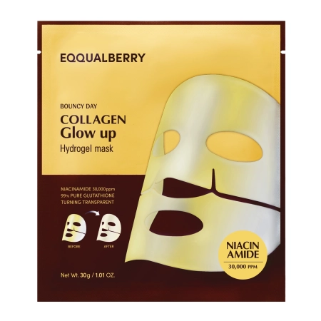 EQQUALBERRY - Collagen Glow Up Hydrogel Mask - Mască iluminatoare cu colagen pentru față - 30g