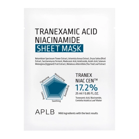 APLB - Tranexamic Acid Niacinamide Sheet Mask - Masca de față iluminatoare și hidratantă în folie – 1 buc./25 ml