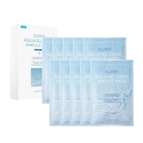 S.Nature – Super Aquagel Oasis Ampoule Mask Set – Set de măști faciale hidratante tip șervețel – 10×30 ml