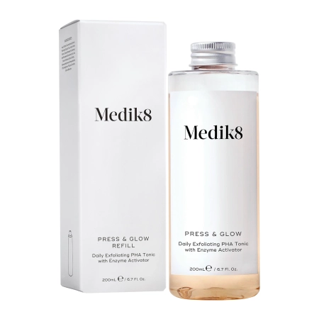 Medik8 - Press&Glow Refill - Toner cu acid PHA și activator de enzime exfoliante - Flacon Press&Glow Refill fără pompă - 200ml