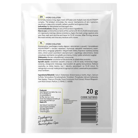 Apis - Hydro Evolution - Mască alginată hidratantă cu pară, rubarbă și AQUAXTREM™ - 20 g
