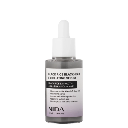 NIDA - Black Rice Blackhead Exfoliating Serum - Ser exfoliant pentru față cu extract de orez negru - 50 ml