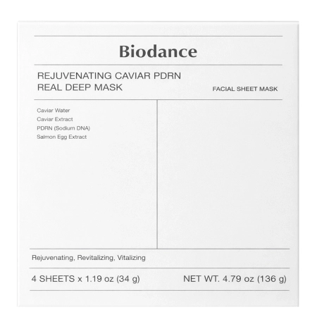 Biodance - Rejuvenating Caviar PDRN Real Deep Mask - Set de măști de față cu colagen și PDRN - 4 buc / 34 g