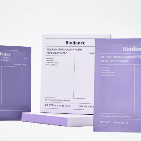 Biodance - Rejuvenating Caviar PDRN Real Deep Mask - Set de măști de față cu colagen și PDRN - 4 buc / 34 g
