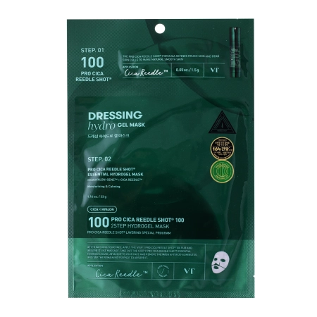 VT Cosmetics - Pro Cica Reedle Shot 100 2Step Hydrogel Mask - Mască de față cu hidrogel calmant - 1.5g+33g