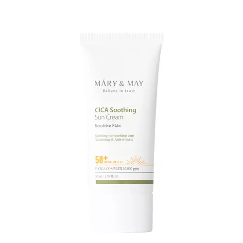 Mary&May - Cica Soothing Sun Cream SPF50+/PA++++ - Cremă de protecție solară hidratantă și calmantă - 50ml