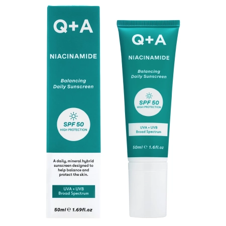 Q+A - Niacinamide SPF50 Balancing Facial Sunscreen - Cremă de protecție solară pentru față cu niacinamidă și SPF50 cu efect de echilibrare - 50 ml