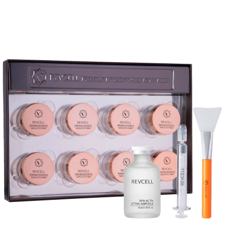 REVCELL - Premium Intensive Skin Activ Fiber Set - Set pentru față cu efect de fermitate și hidratare - Fire + Fiolă - 8 buc + 55 ml