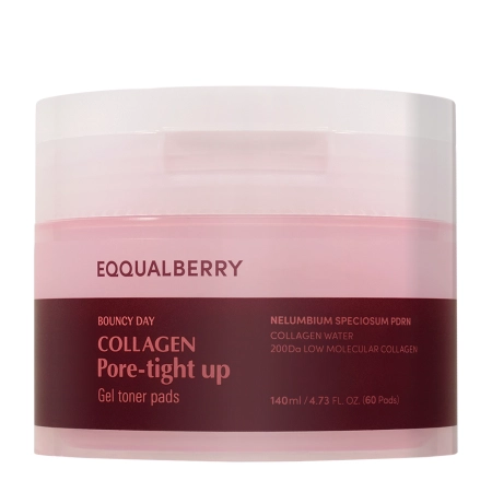 EQQUALBERRY - Collagen Pore Tight Up Gel Toner Pad - Plasturi tonici pentru față cu efect de reducere a porilor - 60 buc./140 ml