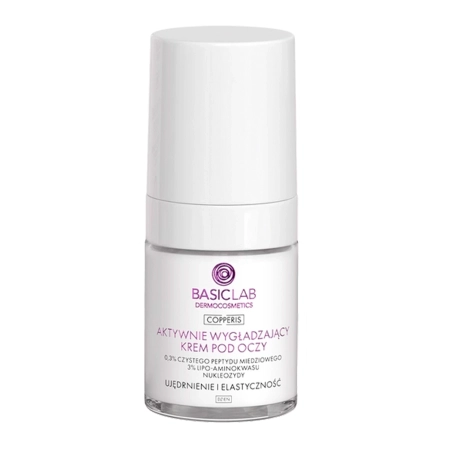 BasicLab - Copperis - Cremă de zi pentru conturul ochilor cu efect de netezire, cu 0,3% peptidă pură de cupru – 18 ml