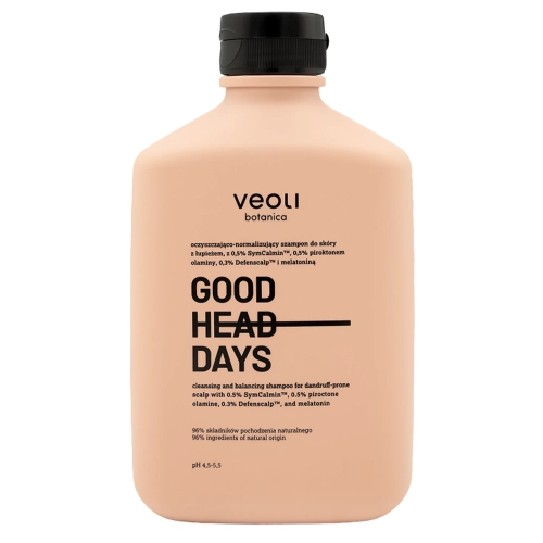 Veoli Botanica - GOOD HEAD DAYS - Șampon pentru curățarea și normalizarea scalpului cu mătreață, cu 0,5% SymCalmin, 0,5% pirocton olamină, 0,3% Defenscalp și melatonină - 300 ml
