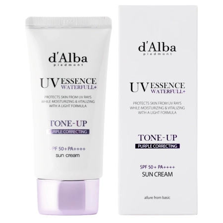d'Alba - Waterfull Tone-Up Sun Cream SPF50+ PA++++ - Purple - Cremă tonifiantă pentru față cu protecție solară - 50 ml