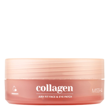 Missha - Airy Fit Collagen Lifting Face & Eye Patch - Plasturi hidrogeli cu colagen pentru fermitate - 60 buc.