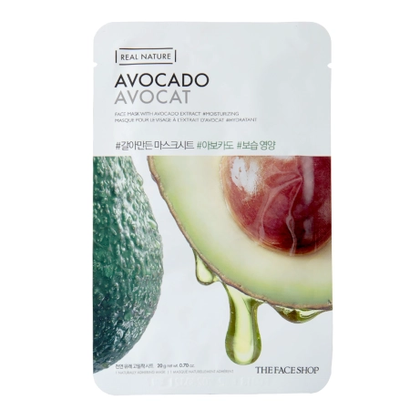 The Face Shop - Real Nature Face Mask Avocado - Mască de folie hidratantă și revitalizantă cu esență de avocado - 20g