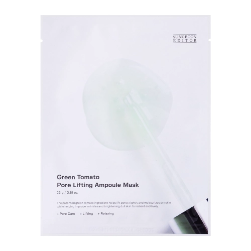 Sungboon Editor - Green Tomato Pore Lifting Ampoule Mask - Mască tip folie pentru Reducerea Porilor – 1 buc. / 23g