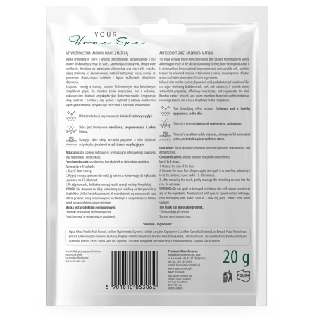 Apis - Mască tip șervețel antioxidantă cu matcha - 20 g