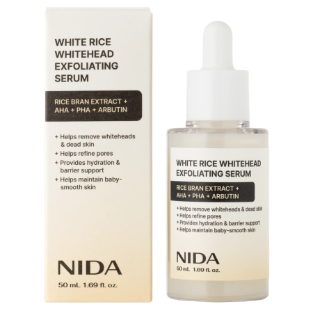 NIDA - White Rice Whitehead Exfoliating Serum - Ser exfoliant pentru față cu extract de orez alb - 50 ml