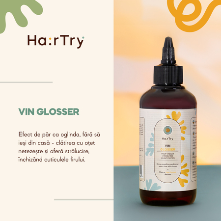 HairTry - Vin Glosser - Clătire pentru păr cu oțet pentru netezire și strălucire - 200 ml