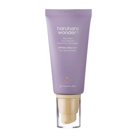 Haruharu Wonder - Black Rice Pure Mineral Relief Daily Sunscreen SPF50+/PA++++ - Cremă hidratantă pentru față cu filtre fizice - 50 ml