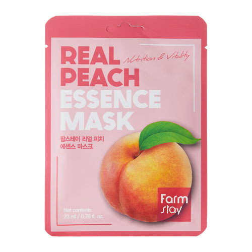 Farmstay - Real Peach Essence Mask - Mască revigorantă cu extract de piersici - 23ml/1buc.