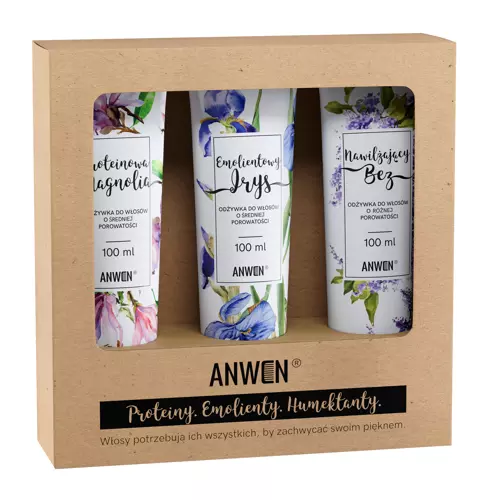 Anwen - Magnolia, Iris, Liliac - Set de 3 balsamuri pentru părul cu porozitate medie