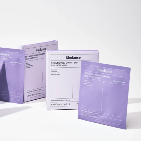 Biodance - Rejuvenating Caviar PDRN Real Deep Mask - Set de măști de față cu colagen și PDRN - 4 buc / 34 g