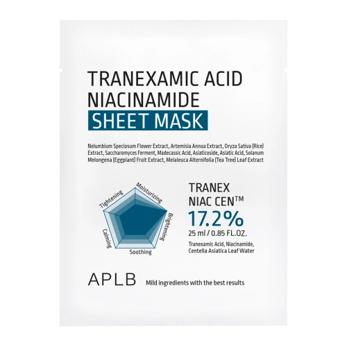 APLB - Tranexamic Acid Niacinamide Sheet Mask - Masca de față iluminatoare și hidratantă în folie – 1 buc./25 ml