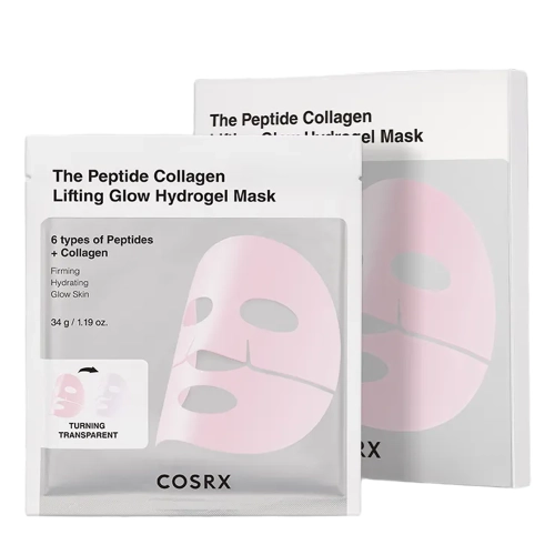 COSRX – Peptide Collagen Glow Hydrogel Mask – Set de Măști Hidrogel cu Peptide și Colagen – 34 g × 3 buc.
