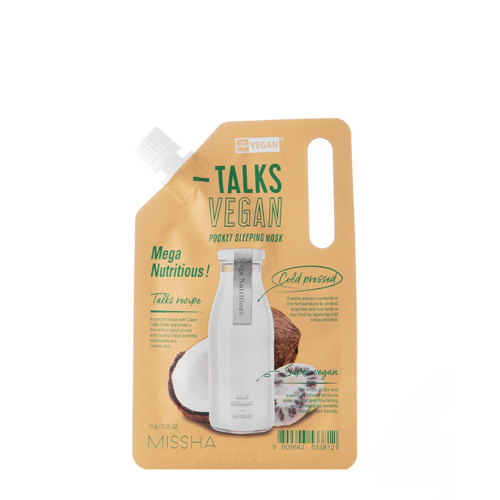 Missha - Talks Vegan Squeeze Pocket Sleeping Mask - Mega Nutritiv - Mască de noapte hrănitoare pentru față - 10g