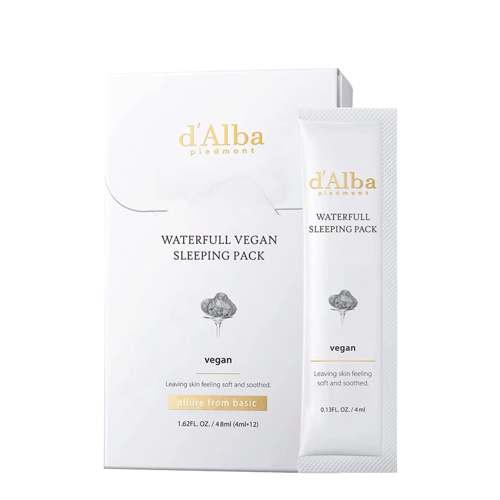 d'Alba - Waterfull Vegan Sleeping Pack - Mască de noapte hidratantă pentru față - 12x4ml