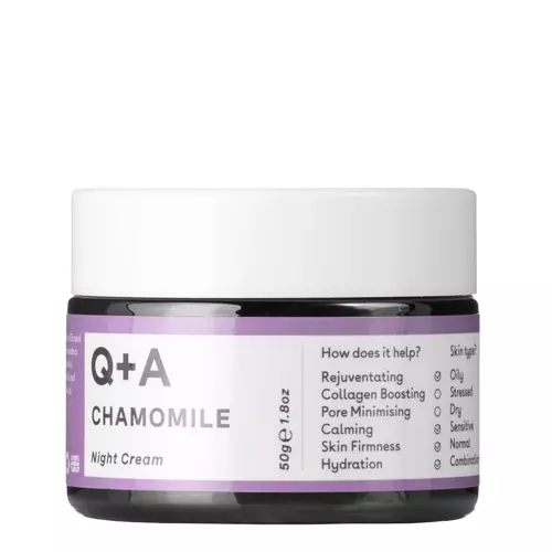 Q+A - Chamomile - Night Cream - Cremă facială regenerantă și calmantă cu mușețel - 50ml
