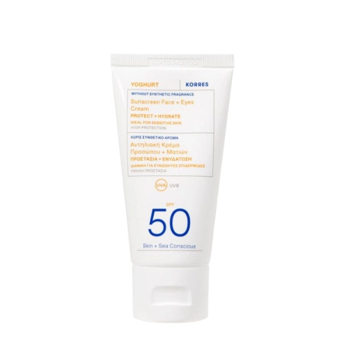 Korres – Yoghurt Sunscreen Face & Eyes Cream SPF 50 – Cremă-gel pentru față și zona ochilor cu filtru – 50 ml