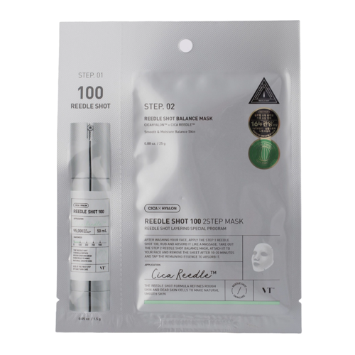 VT Cosmetics - Reedle Shot 100 2Step Mask - Mască de față fermecătoare în foaie - 1,5g+25g