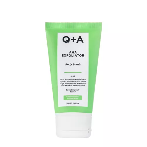 Q+A - AHA Exfoliator Body Scrub - Exfoliant delicat de corp cu acizi AHA - 50ml