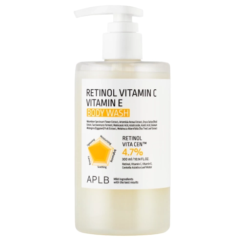 APLB - Retinol Gel de duș cu vitamina C și vitamina E - Gel de duș cu efect de netezire și tonifiere, cu Retinolși vitaminele C și E - 300 ml