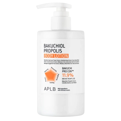 APLB - Bakuchiol Loțiune de corp cu propolis - Loțiune de corp regenerantă și tonifiantă cu cu bakuchiolă și propolis - 300 ml