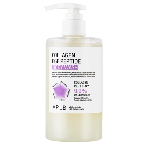 APLB - Gel de duș cu colagen, EGF și peptide - Gel de duș hidratant și tonifiant - 300 ml