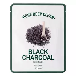 A'pieu - Pore Deep Clear Black Charcoal Sheet Mask - Mască purificatoare cu cărbune activat - 25g