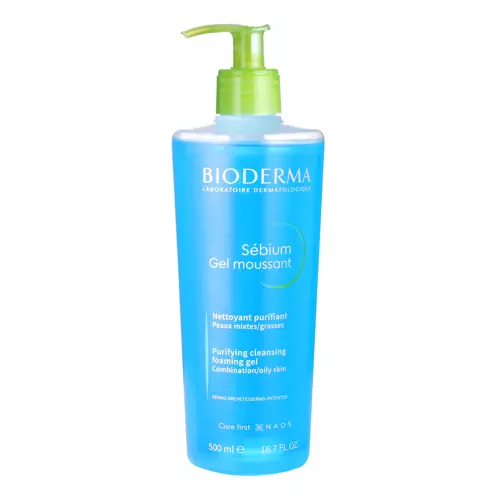 Bioderma - Sebium Moussant Gel - Gel de curățare purificator și antibacterian pentru pielea acneică - 500ml