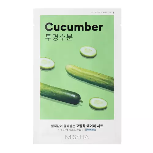 Missha - Airy Fit Sheet Mask - Cucumber - Mască de folie hidratantă - 19g
