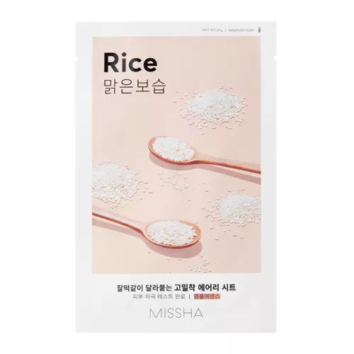 Missha - Airy Fit Sheet Mask - Rice - Mască de folie pentru strălucire și netezire - 19g