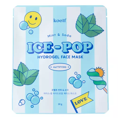 Petitfee - Koelf Mint & Soda ICE-POP Hydrogel Mask - Mască de față matifiantă cu hidrogel - 30g