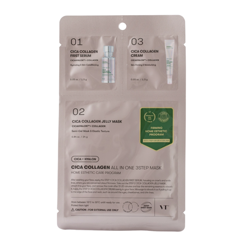 VT Cosmetics - CICA Collagen All In One 3 Step Mask - Mască facială hidratantă și regenerantă - 1.5g+1.5g+25g