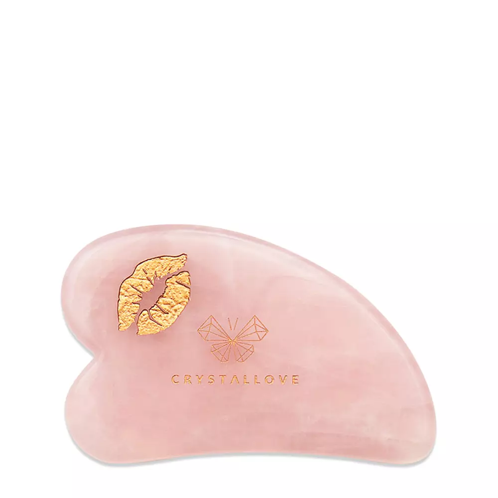 Crystallove - Selflove set - Placă de masaj facial Gua Sha în cuarț roz