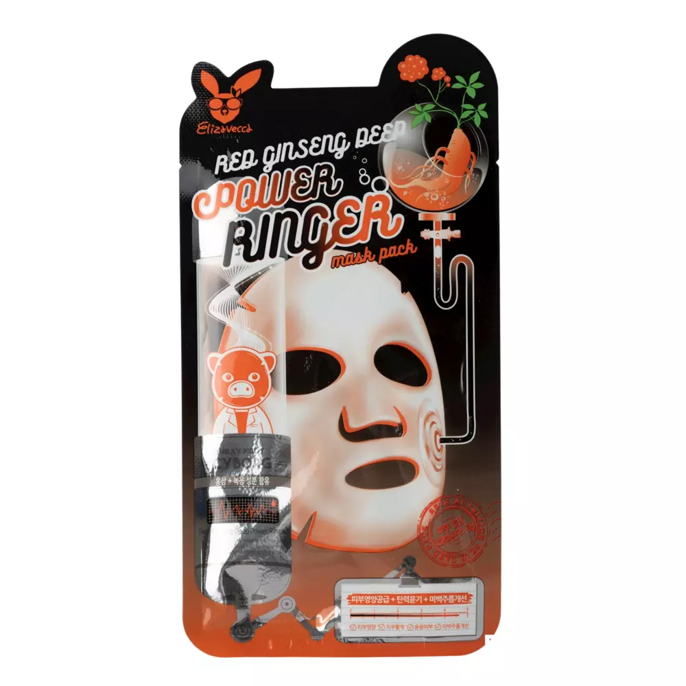 Elizavecca - Red Ginseng Deep Power Ringer Mask Pack - Mască cu teacă de ginseng - 23ml